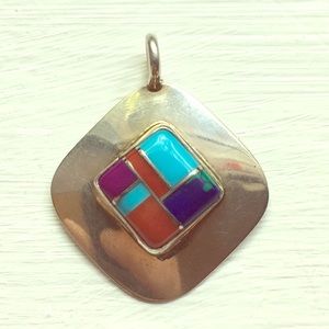 Sterling Silver & Multicolored Turquoise Pendant📿